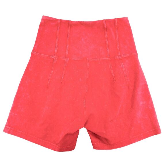AERIE Offline High Waisted Mineral Acid Wash Stretch Shorts S Coral Pink B31 - Picture 2 of 4